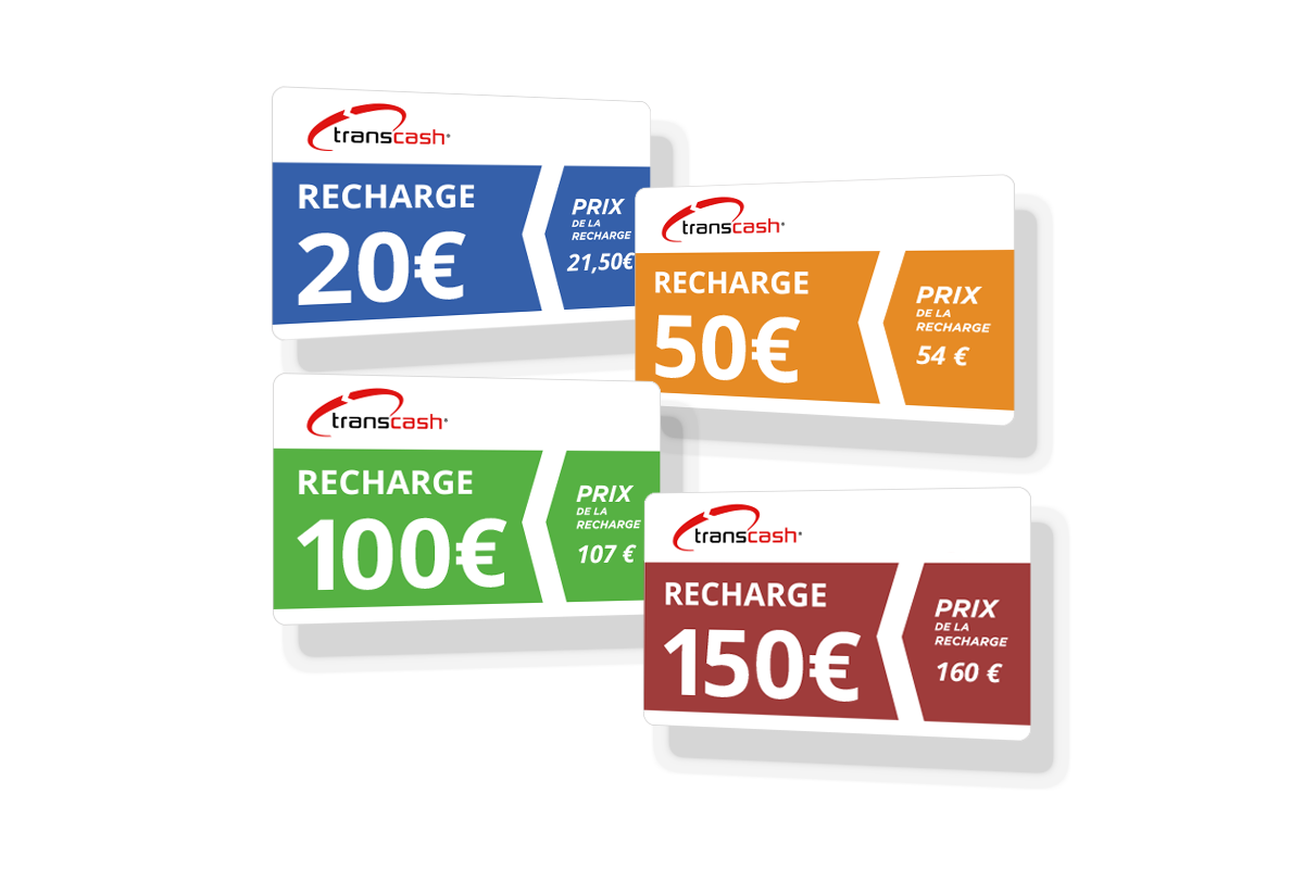 Coupons Transcash Recharge de 20€ à 150€